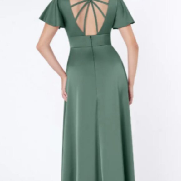 Azazie Eucalyptus Stretch Satin Lani - Picture 2 of 2